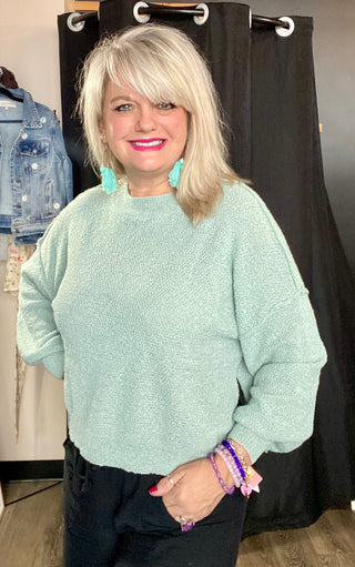 Mock Neck Side Slit Pullover Sweater