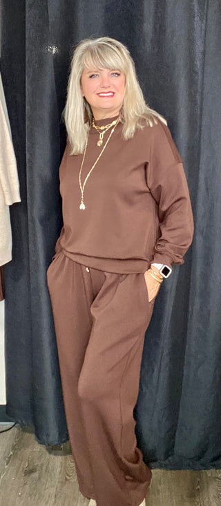 Plus Size Wide Leg Joggers Pants Espresso Brown