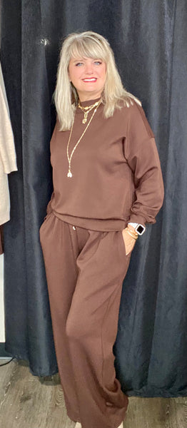 Plus Size Wide Leg Joggers Espresso Brown