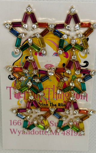 Multi Color Star Drop Earrings