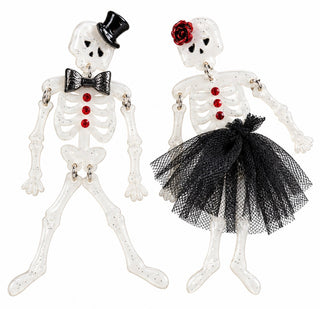 Skeleton Couple Mr and Mrs Statement Earrings