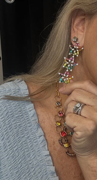 Multi Color Star Drop Earrings