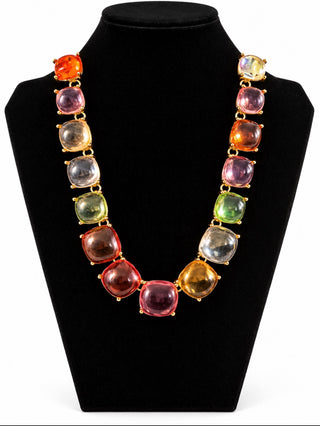 Colorful Layered Statement Necklace Set of 3 Boho Beaded Gemstone Floral Charm Necklace