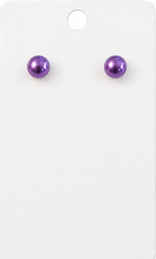 Purple Faux Pearl Stud Earrings