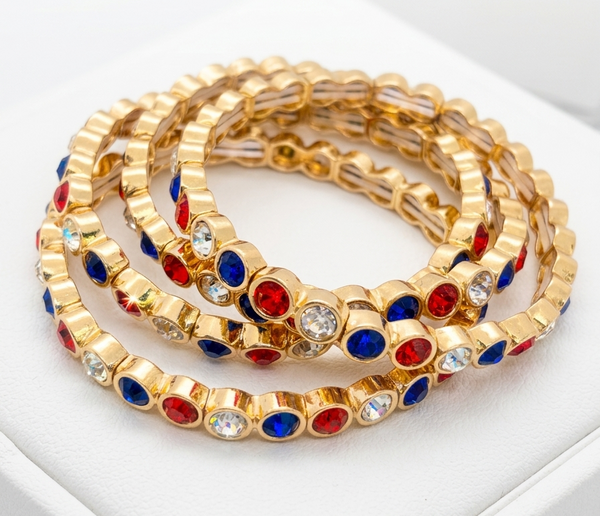 Patriotic Red White Blue Stretch Bracelet