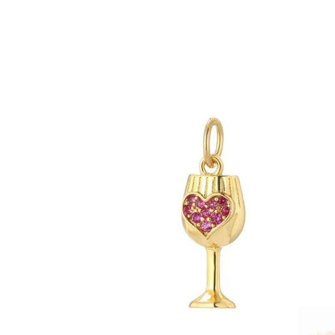 Gold Tone Wine Charm for Bracelet or Necklace