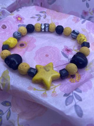 Black Yellow Skeleton Star Stretch Bracelet