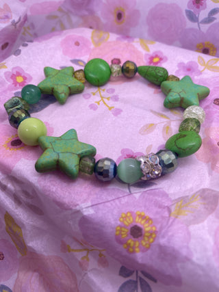 Lime Green Star Stretch Bracelet