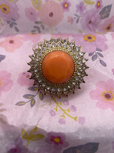 Orange Gold Tone Stretch Ring