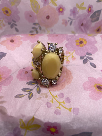 Yellow Stone Rhinestone Stretch Ring