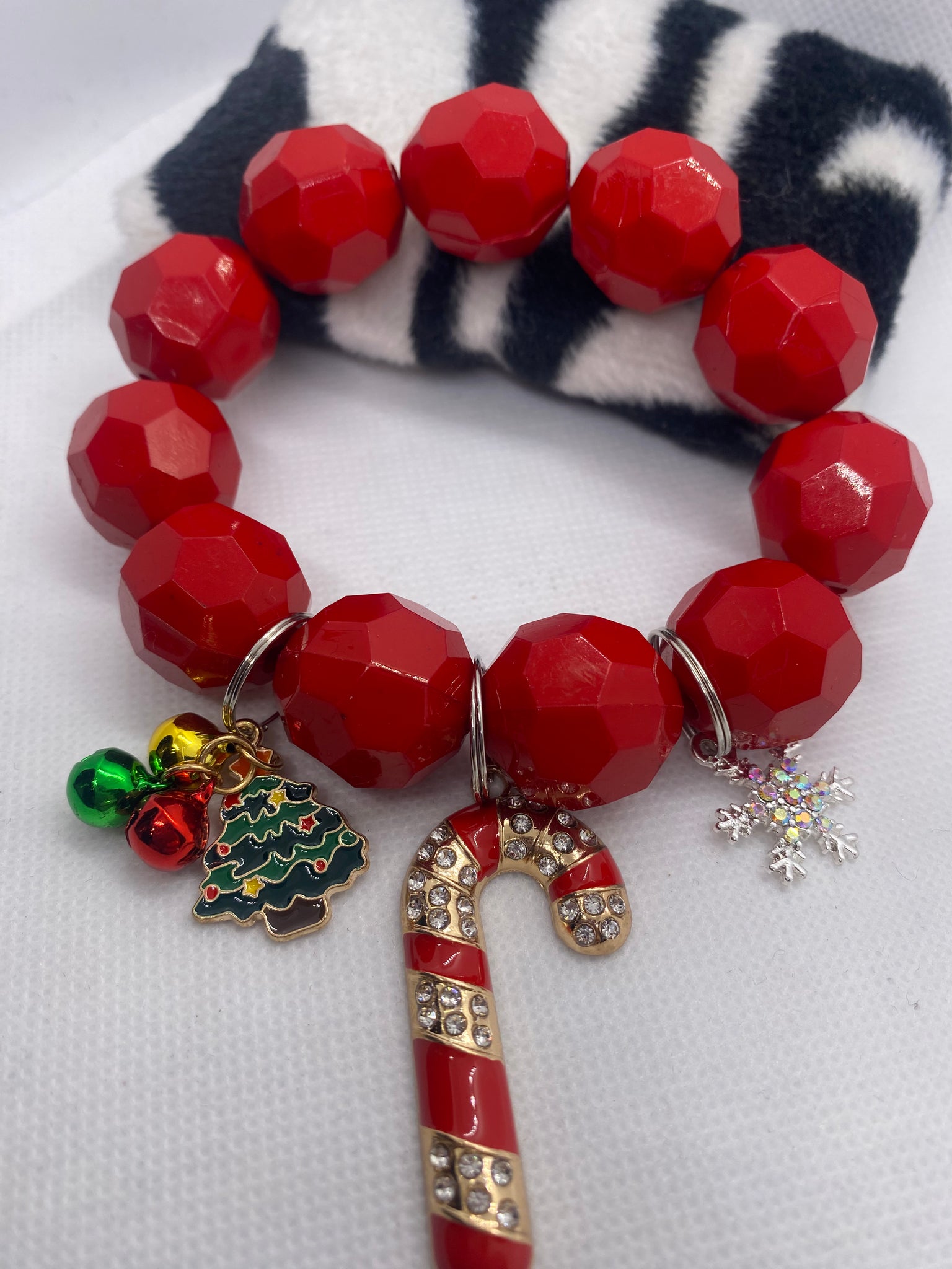 Custom Red Stretch Bauble Charm Bracelet