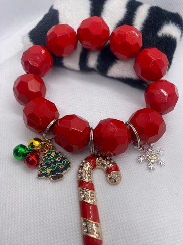 Custom Red Stretch Bauble Charm Bracelet