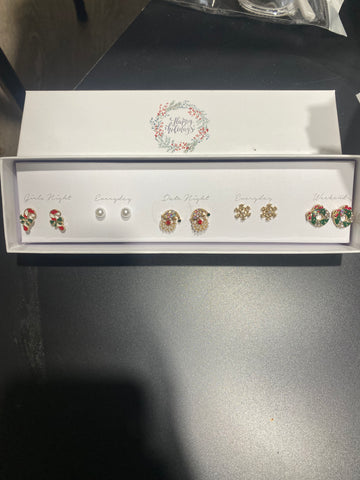 Christmas Days of The Week Post Earrings Christmas Lights Candy Cane