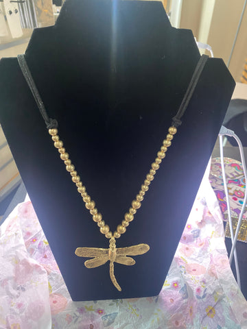 20 inch Gold Tone Dragonfly Necklace