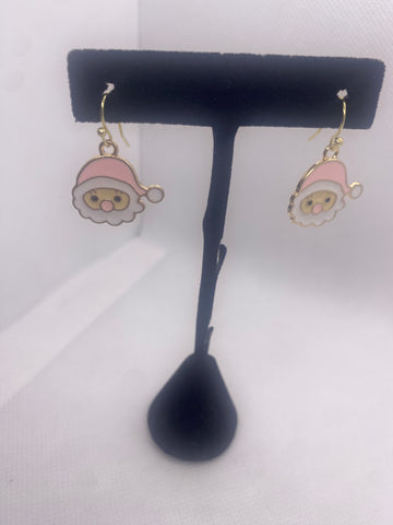 Pink Santa Claus Dangle Earrings