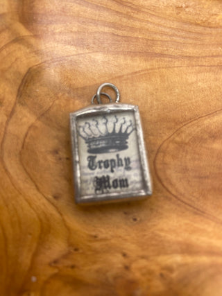Glass Trophy Mom Charm for Bracelet or Necklace
