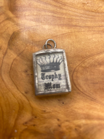 Glass Trophy Mom Charm for Bracelet or Necklace