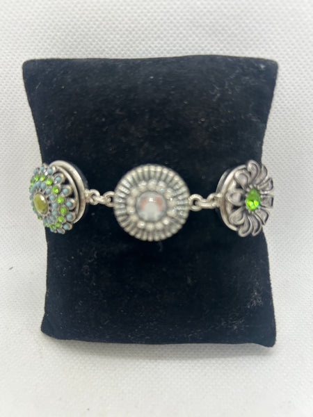 Three Button Charm Chain Link Charm Bracelet