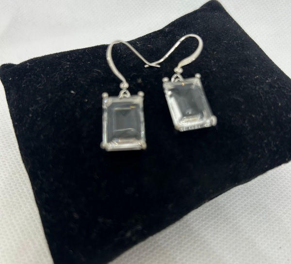 Secret Box 24K White Gold Dipped Cz Earrings