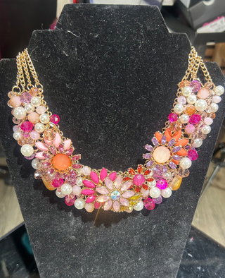 Floral Crystal Collar Necklace