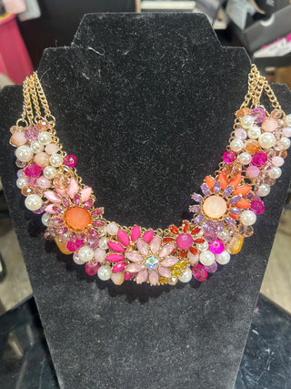 Floral Crystal Collar Necklace