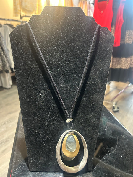 Abstract Silver Gold Ring Necklace