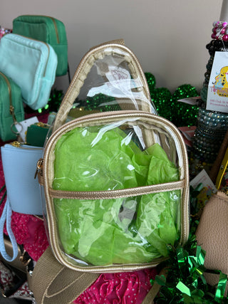 Gold Clear Sling Bag Crossbody Purse
