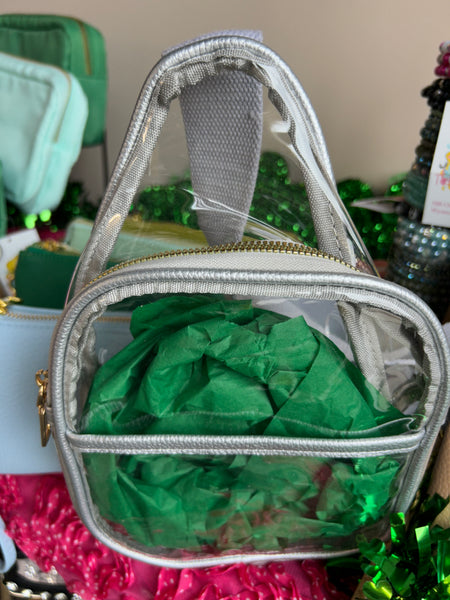 Silver Clear Sling Bag Crossbody Purse