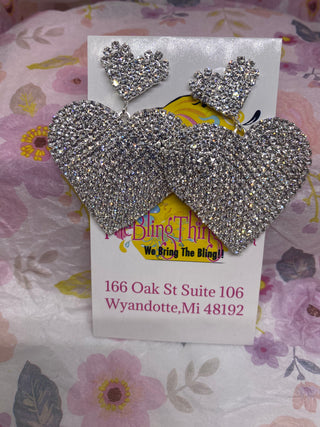 Clear Heart Rhinestone Earrings
