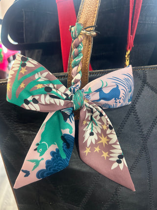 Fabric Bow Key Ring Purse Bling