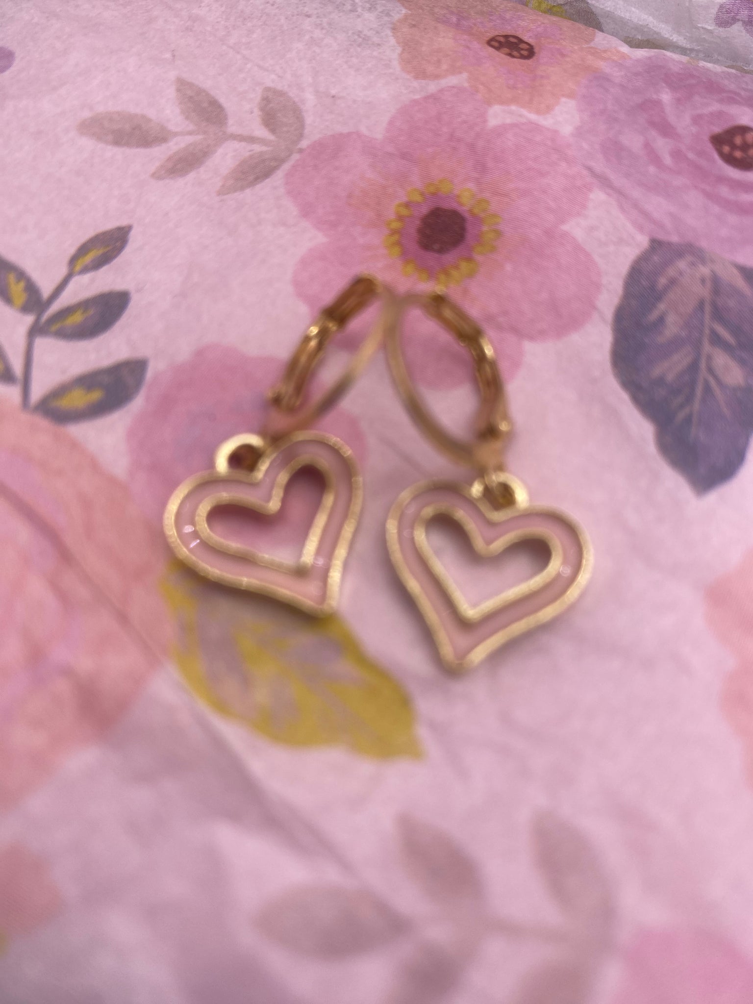 Pink Cut Out Heart Earrings