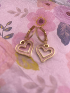 Pink Cut Out Heart Earrings