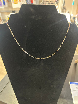 15 inch Dainty Paper Clip Gold Plated Necklace Chain