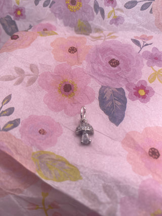 Silver Tone Mini Mushroom Charm
