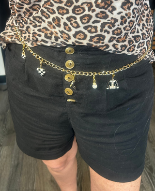 Gold Tone 48 inch Double Circle Chain Link Charm Belt