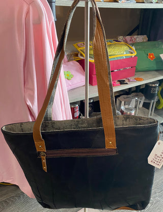 Upcycled Recycle Leather Tote Bag Purse VBLK40