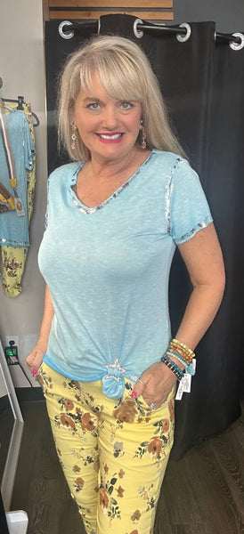 Short Sleeve Turquoise T Shirt One Size