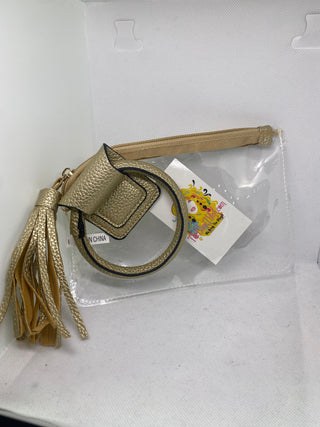 Clear Stadium Approved Wristlet Gold Trim Handle