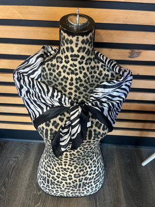 Womens Fashion Silk Scarf 35 x 35 Zebra Stripe Neck Hair Bag Accessory