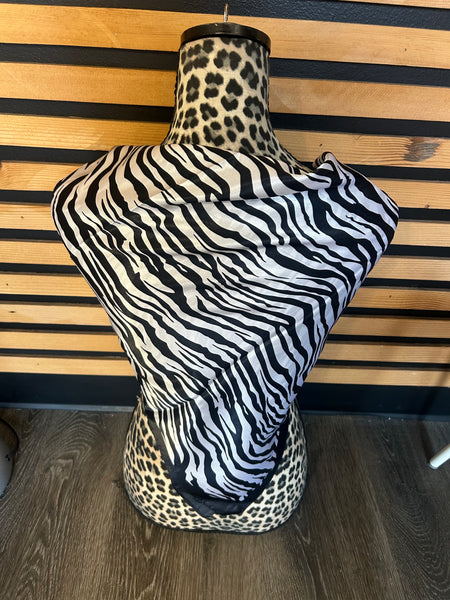 Womens Fashion Silk Scarf 35 x 35 Zebra Stripe Neck Hair Bag Accessory