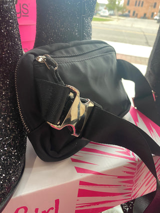 Black Rhinestone Bling Belt Bag Sling Cross body Crossbody Purse
