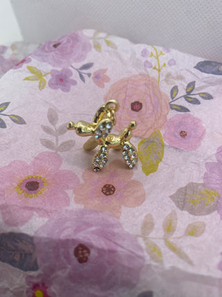 Gold Tone Poodle Charm w Rhinestones for Bracelet or Necklace