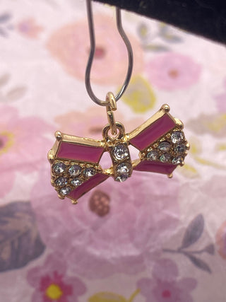 Pink Rhinestone Bow Charm