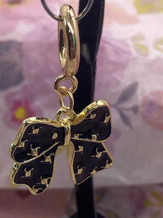 Black Bow Ribbon Charm for Necklace or Bracelet