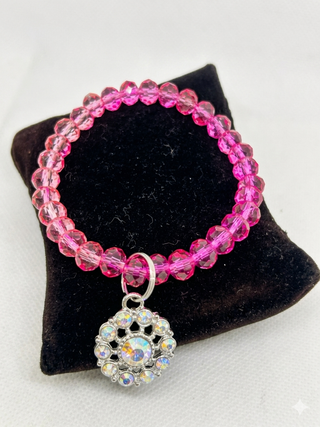 Pink Sparkle Charm Bracelet Made in USA