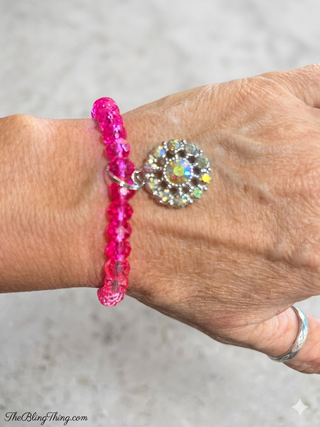 Pink Sparkle Charm Bracelet Made in USA