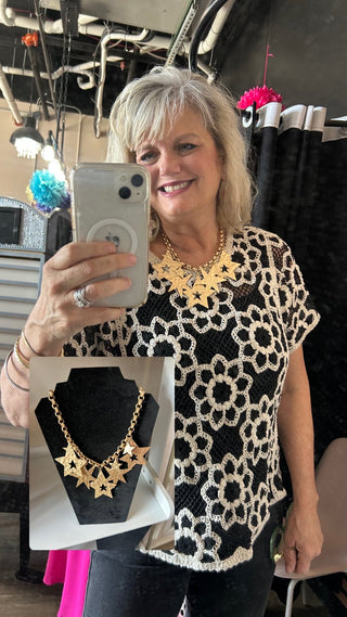 Custom Hammered Golden Star Statement Necklace