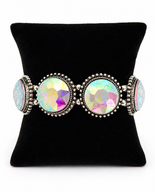 Clear AB Round Stone Stretch Bracelet