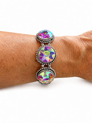 Clear AB Round Stone Stretch Bracelet