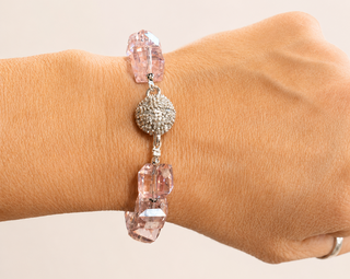 Baby Pink Square Glass Bracelet Magnetic Closure